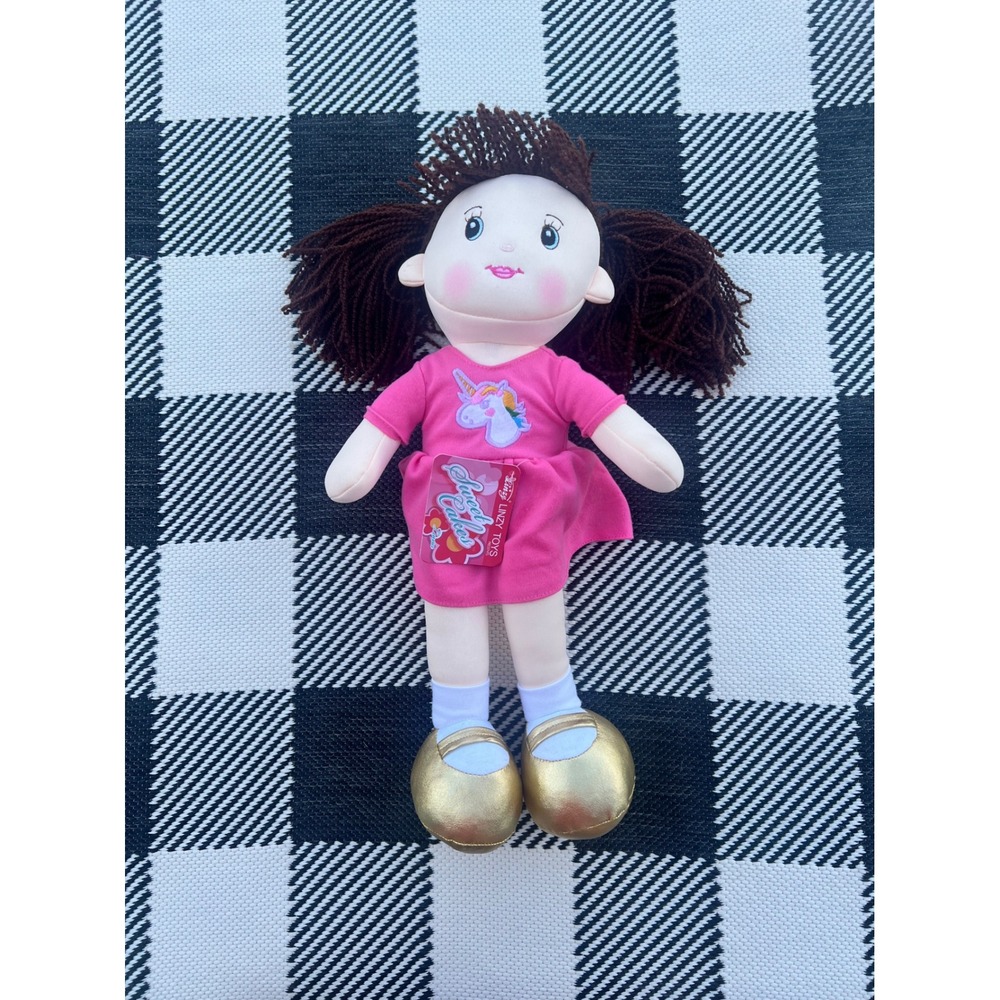 Linzy Toys Sweet Cakes Laura Rag Doll Hot Pink Unicorn Dress Gold Shoes 16 Inch